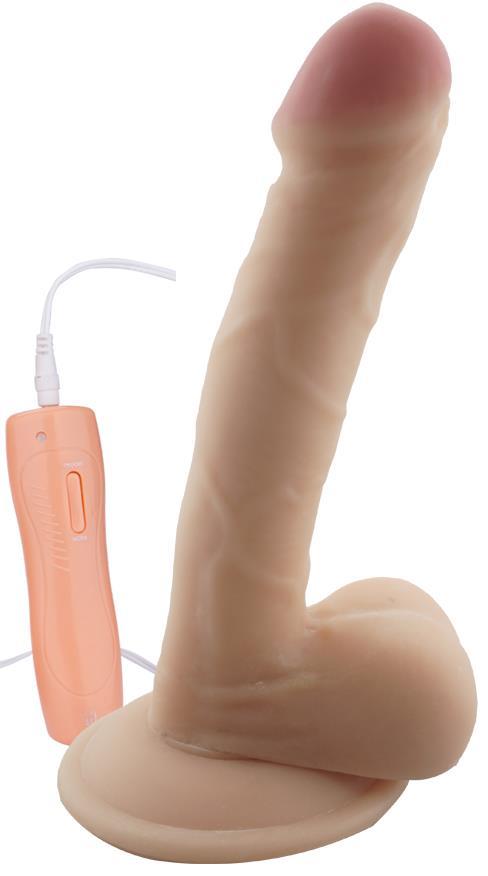 Gerçekçi Et Dokusunda Ten Hissiyatı 10 Farklı Titreşim 19 Cm Vantuzlu Realistik Vibratör Penis Dildo