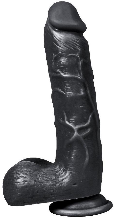 Gerçekçi Görünümde Yumuşak Esnek Güçlü Vantuzlu Penis 21.5 Cm Et Dokusu Süper Realistik Siyah Dildo