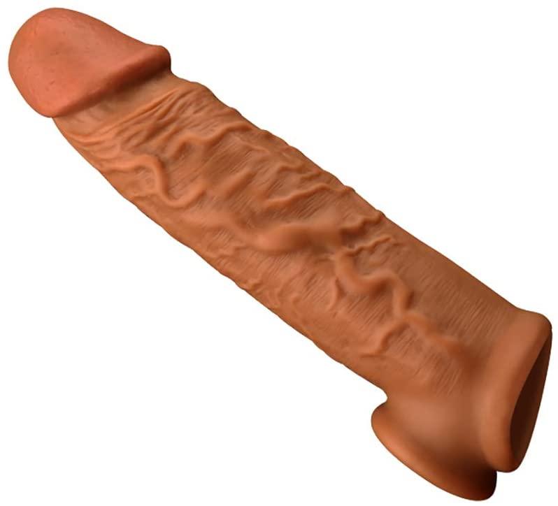 Gerçekçi Penis Dokusunda 3,5 Cm Uzatmalı Testis Destekli Ultra Yumuşak Realistik Penis Kılıfı