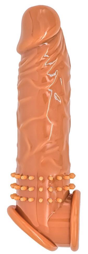 Gerçekçi Ten Hissi Uzatmalı 4,5 Cm Dolgulu 22 Cm Tırtıklı Esnek Realistik Melez Penis Dildo Kılıfı