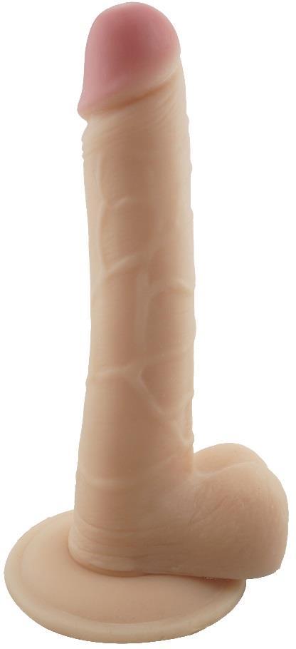 Gerçekçi Ten Hissiyatı 21.5 Cm Penis Yumuşak Et Dokusunda Güçlü Vantuzlu Realistik Testisli Dildo