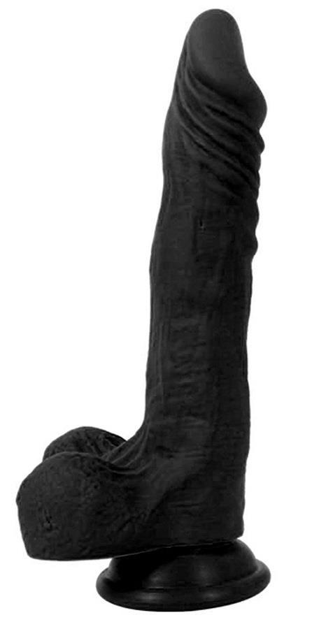 Gerçekçi Yumuşak Esnek Dokuda 21.5 Cm Anal Vajina Zenci Dildo Güçlü Vantuzlu Realistik Siyah Penis