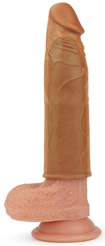 Gerçekçi Yumuşak Et Dokusunda Esnek 3 Cm Uzatmalı Dolgulu 16.5 Cm Realistik Melez Penis Dildo Kılıfı