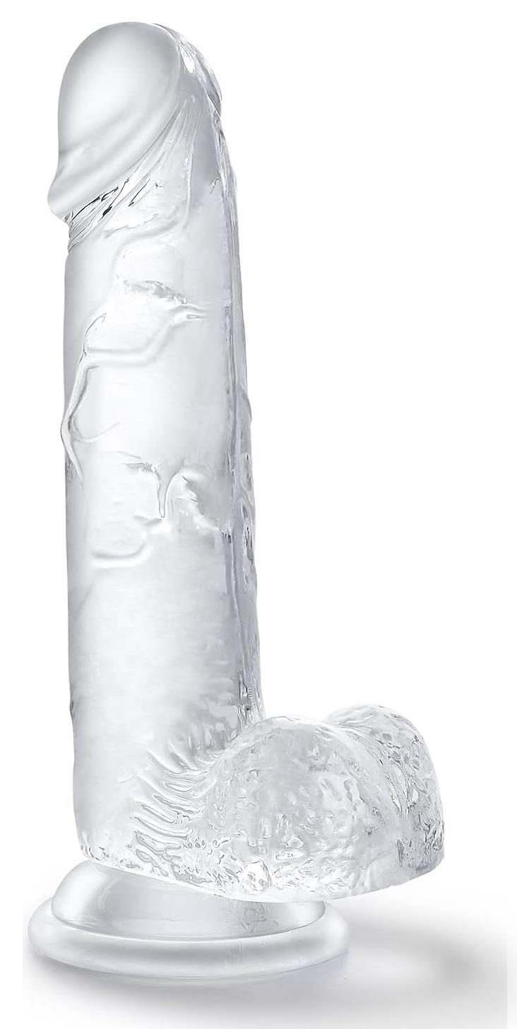 Gerçekçi Yumuşak Şeffaf Jel Dokuda 18 Cm Güçlü Vantuzlu Vajina Anal Kullanılabilen Penis Dildo