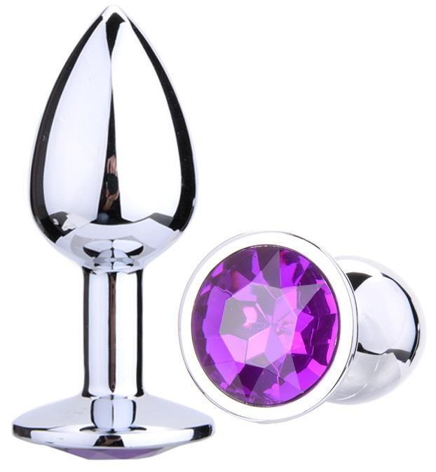 Gümüş Metal Mor Lüks Mücevher Taşlı 7 Cm Lüks Anal Alıştırıcı Açıcı Genişletici Tıpa Plug Ve Tıkaç