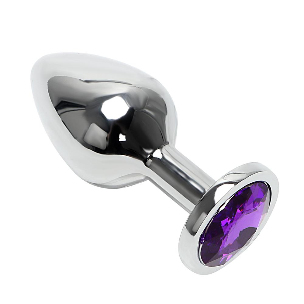 Gümüş Metal Mor Taşlı 8,2 Cm Lüks Anal Plug Ve Tıkaç