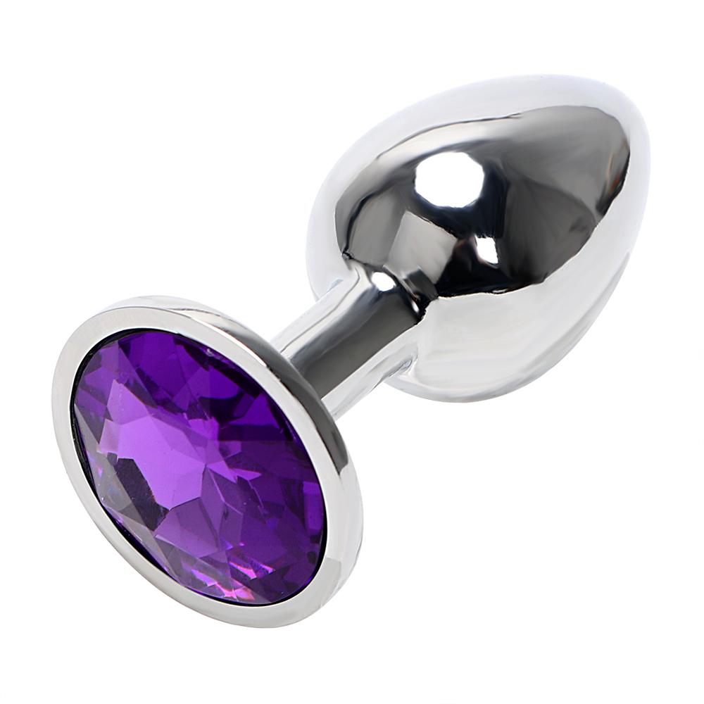 Gümüş Metal Mor Taşlı 9,5 Cm Lüks Anal Plug Ve Tıkaç