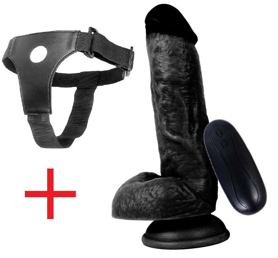 Kalın Zenci 18 Cm Gerçekçi Dokuda Vantuzlu Realistik Belden Bağlamalı Kemerli Vibratör Penis Dildo