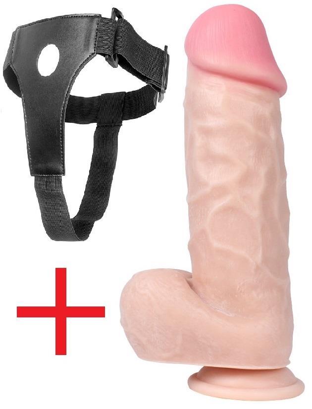 Kemerli 22 Cm Kalın Güçlü Vantuzlu Ultra Gerçekçi Doku Penis Takma Realistik Belden Bağlamalı Dildo