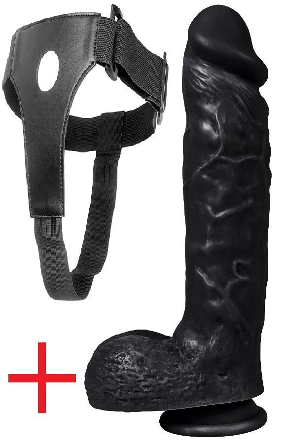 Kemerli Et Dokusu 24 Cm Kalın Zenci Penis Gerçekçi Vantuzlu Realistik Belden Bağlamalı Siyah Dildo