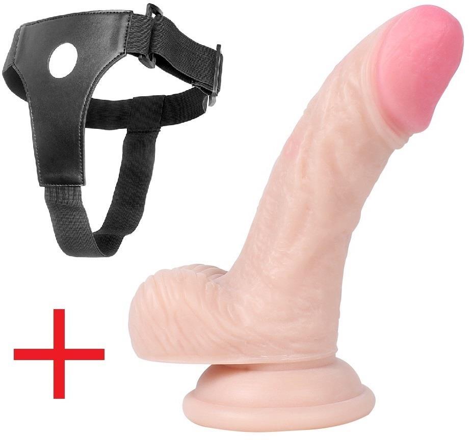 Kemerli Takma Gerçekçi Doku 13.5 Cm Kalın Penis Ten Rengi Vantuzlu Realistik Belden Bağlamalı Dildo