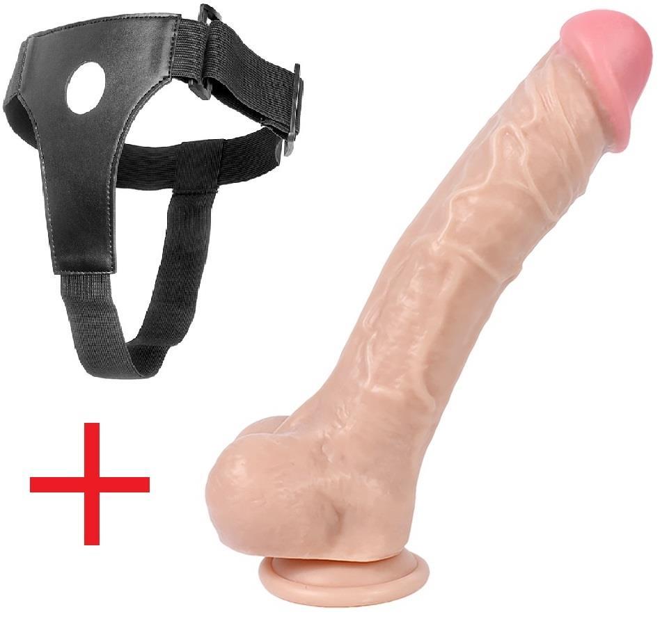 Kemerli Ultra Gerçekçi Et Dokusunda 24.5 Cm Takma Penis Vantuzlu Realistik Belden Bağlamalı Dildo