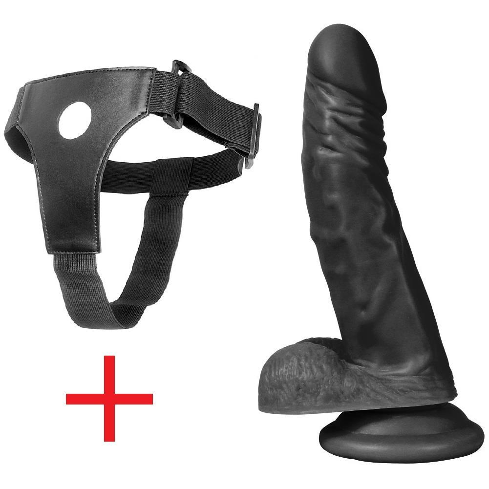 Kemerli Zenci 21 Cm Kalın Dildo Ultra Gerçekçi Doku Güçlü Vantuzlu Belden Bağlamalı Realistik Dildo
