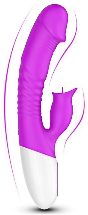 Klitoris Uyarıcılı Dil Atabilen 7 Farklı Titreşimli Usb Şarjlı Soft Silikon Doku Lüx Rabbit Vibratör