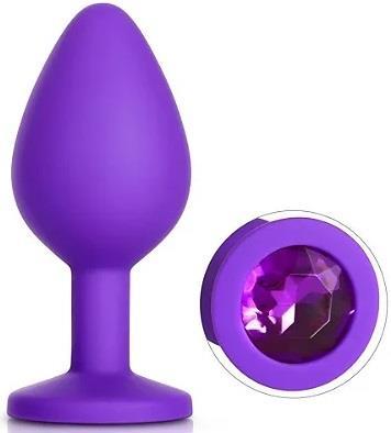 Lüks Mücevher Taşlı Soft Mor Silikon Dokuda 8,2 Cm Anal Açıcı Alıştırıcı Tıpa Genişletici Tıkaç Plug