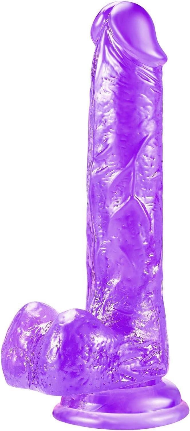 Mor Gerçekçi Yumuşak Esnek Jel Dokuda 18 Cm Penis Vajina Anal Kullanılabilen Güçlü Vantuzlu Dildo