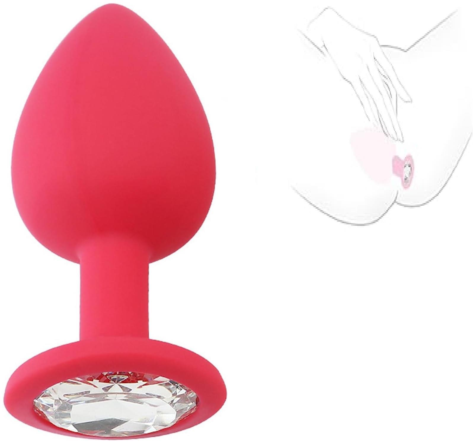 Mücevher Taşlı 8,2 Cm Soft Kırmızı Silikon Dokuda Anal Açıcı Alıştırıcı Tıpa Genişletici Tıkaç Plug