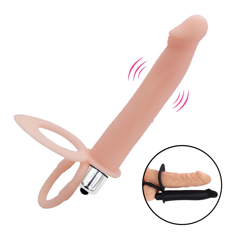 Özel Silikon Dokuda 10 Farklı Titreşim Hızlı Çiftli Double Anal Penetratör Ve Penis Halkası
