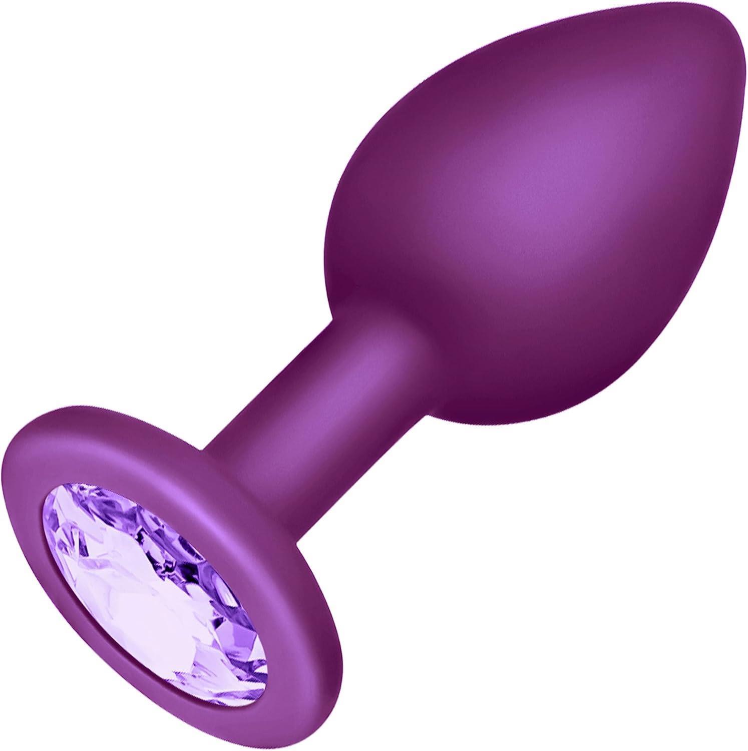 Soft Mor Silikon Dokuda Lüks Mücevher Taşlı 7 Cm Anal Açıcı Alıştırıcı Tıpa Genişletici Tıkaç Plug