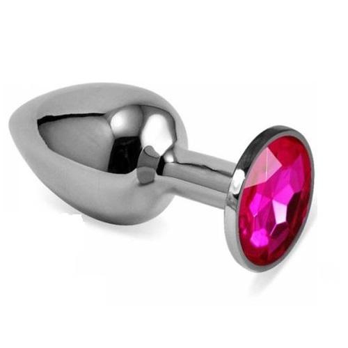 Paslanmaz Çelik Gümüş Metal Kırmızı Mücevher Taşlı 7 Cm Lüks Anal Plug Ve Tıkaç
