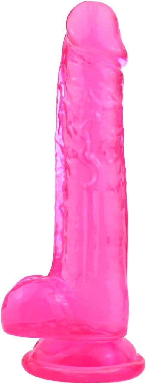 Pembe Ultra Yumuşak Jel Doku 23 Cm Penis Gerçekçi Esnek Realistik Doku Güçlü Vantuzlu Testisli Dildo