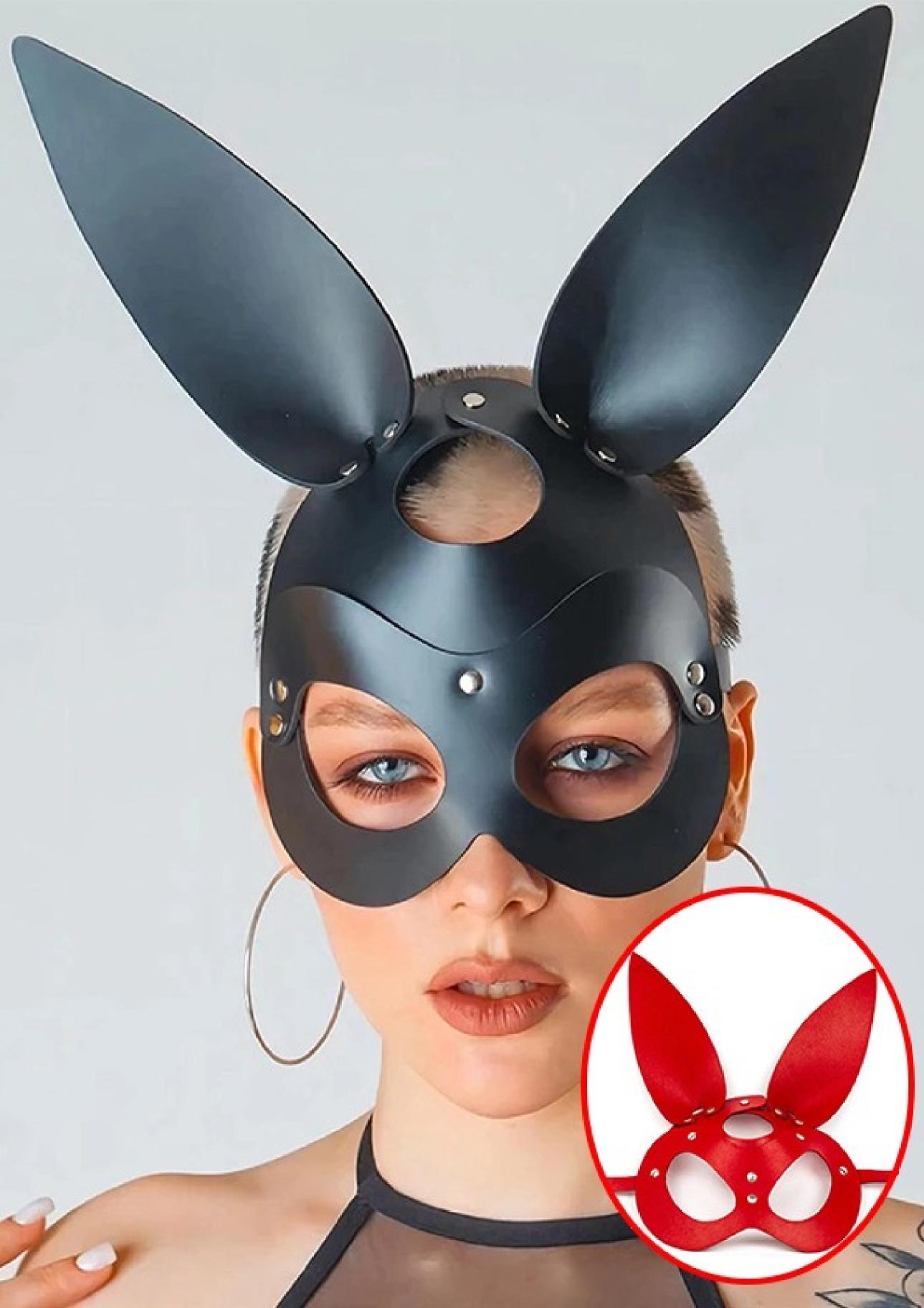 Tavşan Kulaklı Fetiş Deri Maske