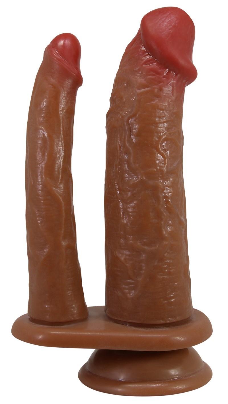 Gerçekçi Doku Ten Hassasiyetinde Çift Başlıklı Anal Ve Vajina Penis Güçlü Vantuzlu Çatal Melez Dildo