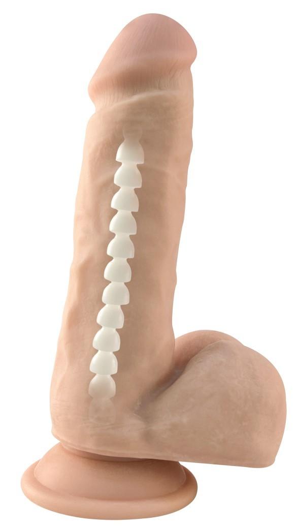 Kıkırdaklı Esnek Şekil Alabilir Yumuşak Cilt Yapısında Gerçekçi 20 Cm Vantuzlu Dildo Realistik Penis