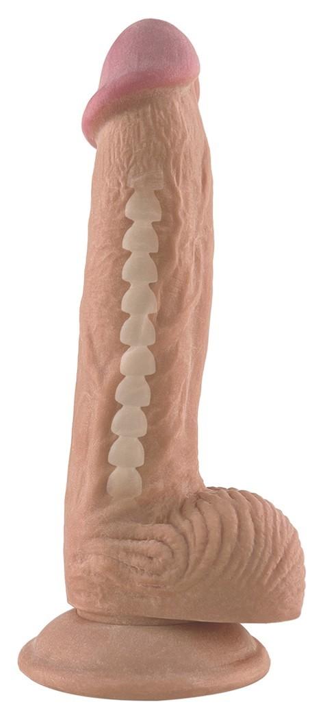Esnek Şekil Alabilir Gerçekçi Yumuşak Cilt Yapısında 20 Cm Kıkırdaklı Vantuzlu Dildo Realistik Penis