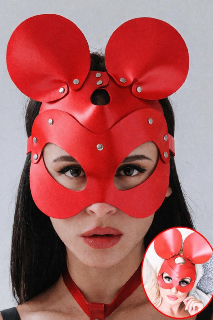 Yuvarlak Kulaklı Kırmızı Micky Fetiş Maske