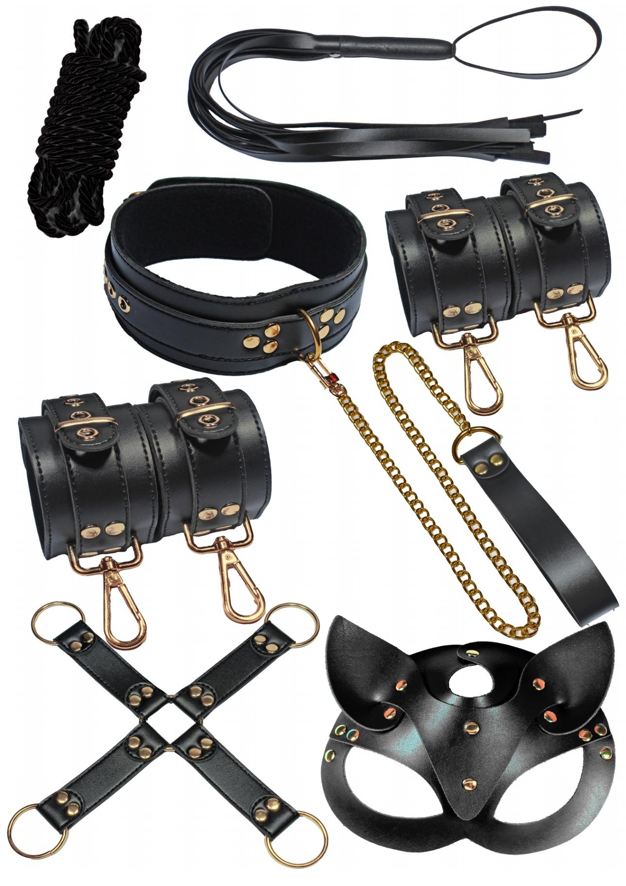 7 Parça Siyah Sarı Zincirli Şık BDSM Fantezi Fantezi Set