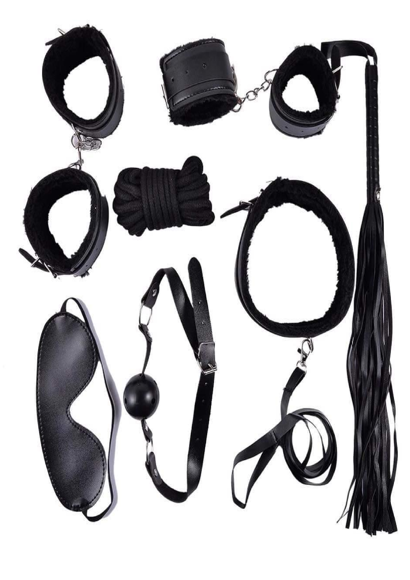 7 Parça Siyah Fetiş BDSM Seti