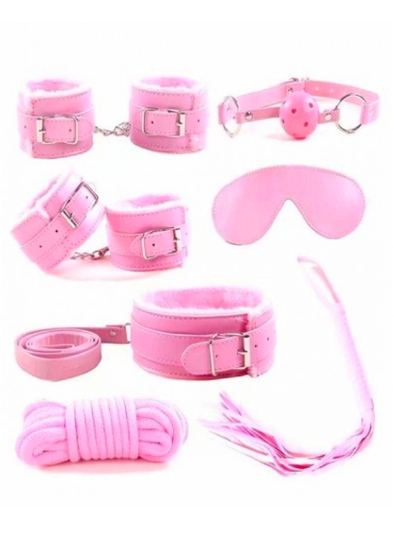 Pembe 7 Parça Dominant Fetiş Set