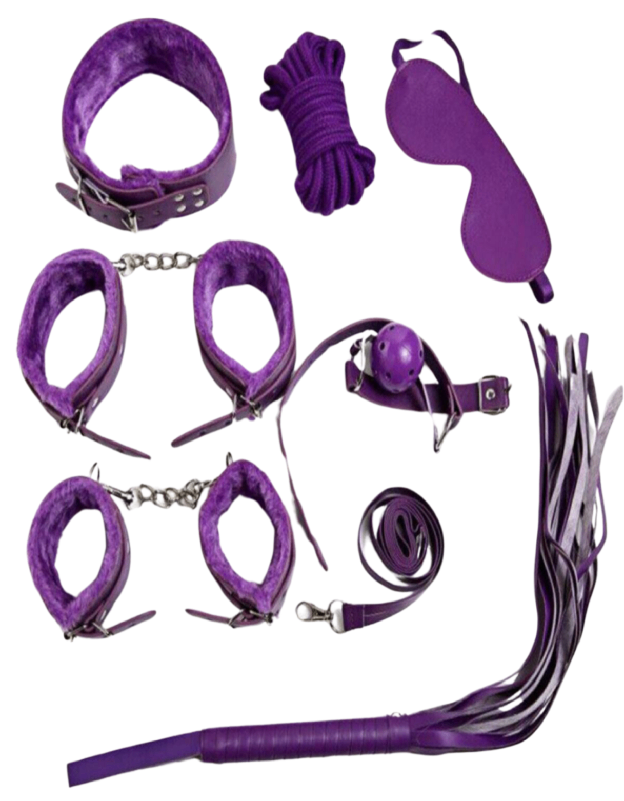 7 Parça Ayarlanabilir Mor Fetiş Set
