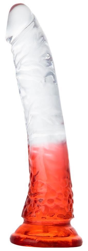 Şeffaf Kırmızı Jel Doku 21 Cm Penis Yumurtalıksız Anal Vajina Realistik Ultra Yumuşak Gerçekçi Dildo