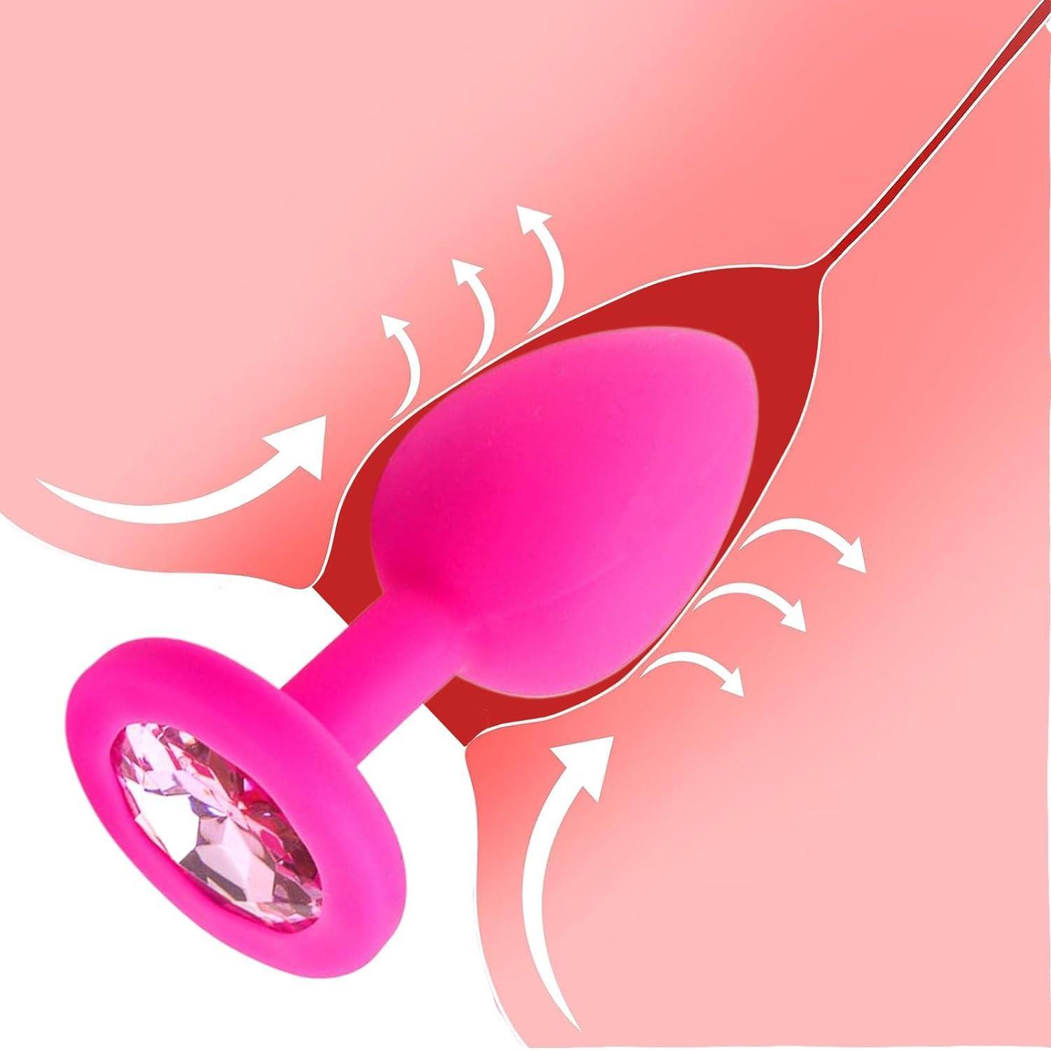 Silikon Pembe Soft Dokuda Lüks Mücevher Taşlı 7 Cm Anal Açıcı Alıştırıcı Tıpa Genişletici Tıkaç Plug