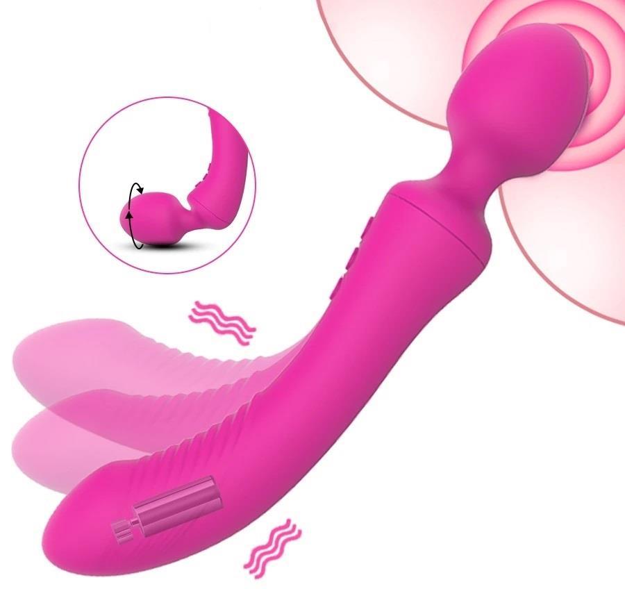 Soft Esnek Silikon Dokuda Şarjlı Dildo Ve Masaj Çift Taraflı Kullanılabilen 14 Mod Titreşim Vibratör