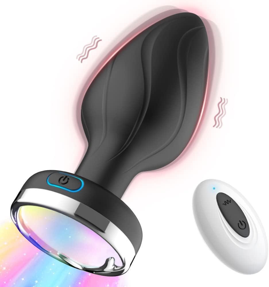 Soft Silikon Doku Uzaktan Kumandalı Şarjlı Led Işıklı 10 Mod Titreşim 10 Cm Anal Plug Tıkaç Vibratör