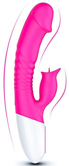 Soft Silikon Dokuda Dil Atabilen Klitoris Uyarıcılı 7 Farklı Titreşimli Usb Şarjlı Rabbit Vibratör
