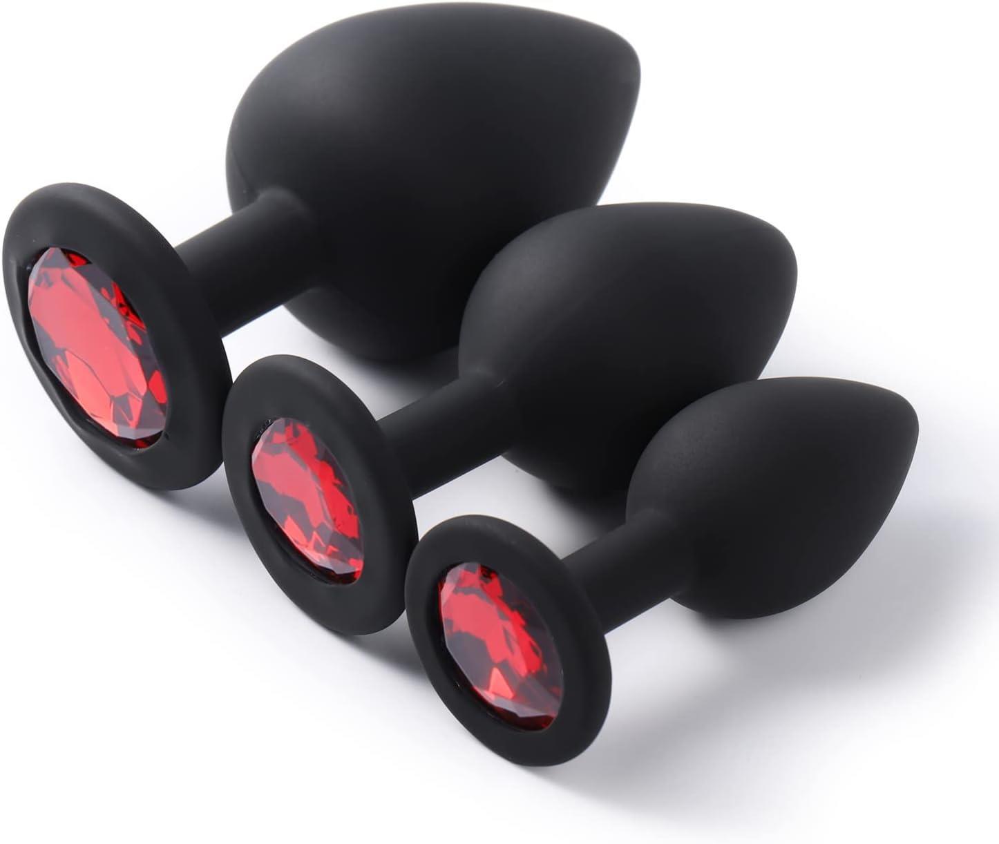 Soft Silikon Dokuda Taşlı 3 Farklı Boyutta Genişletici Açıcı Alıştırıcı Anal Plug Tıkaç Set