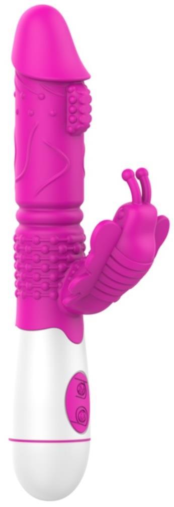 Soft Silikon Dokuda Tırtıklı Kelebek Klitoris Uyarıcılı Usb Şarjlı 30 Mod Titreşimli Rabbit Vibratör
