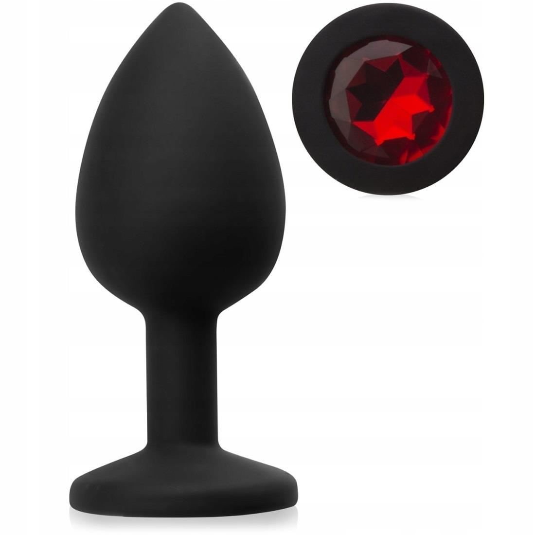 Soft Siyah Silikon Doku Kırmızı Mücevher Taşlı 7 Cm Anal Açıcı Genişletici Alıştırıcı Plug Ve Tıkaç