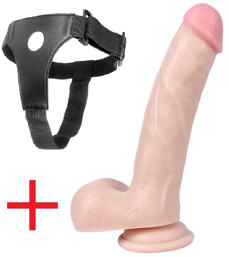 Takma Belden Bağlamalı Gerçekçi Et Dokusunda 19 Cm Penis Vantuzlu Ten Rengi Realistik Kemerli Dildo