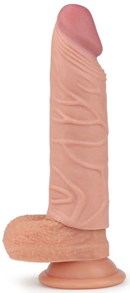 Tamamen Et Dokusunda 3 Cm Dolgulu 17 Cm Esnek Uzatmalı Gerçekçi Doku Realistik Penis Dildo Kılıfı