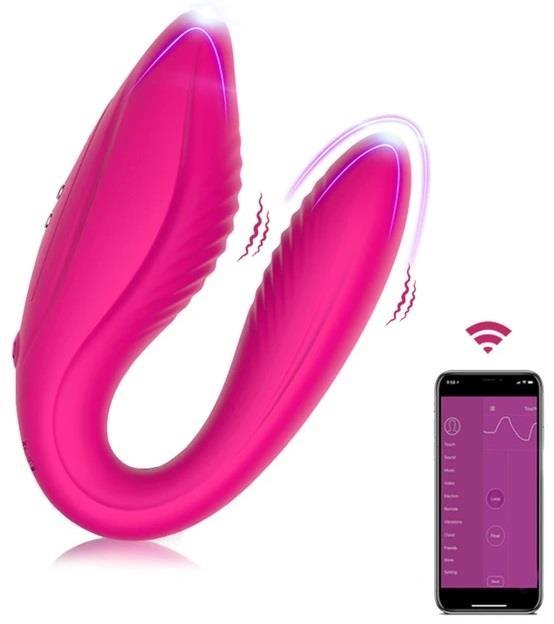 Telefon Kontrollü Uygulamalı U Şekilli Çiftlere Özel Giyilebilen Şarjlı Soft Esnek Silikon Vibratör