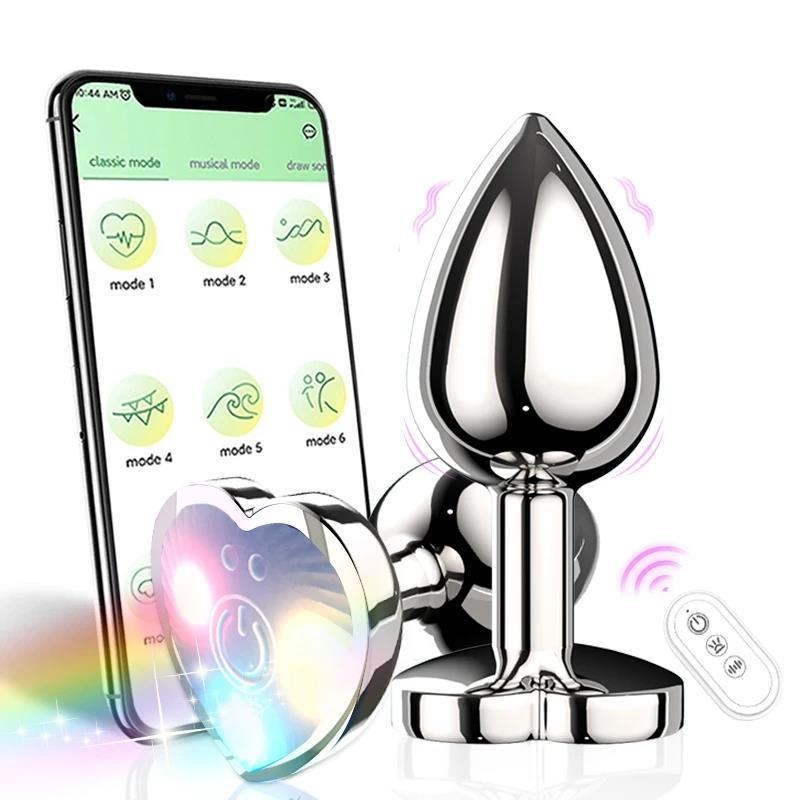 Telefon Kontrollü Uzaktan Kumandalı Şarjlı 10 Mod Titreşim Led Işıklı 10 Cm Metal Anal Vibratör Plug