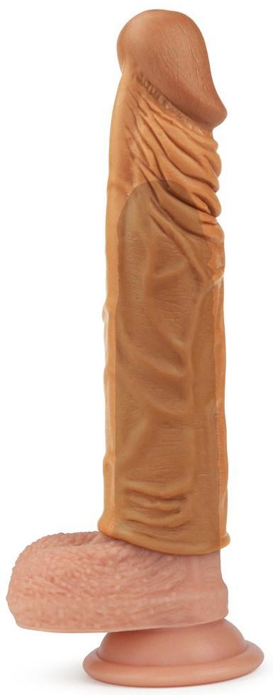 Ten Dokusu 4.5 Cm Dolgulu 19 Cm Gerçekçi Hissiyat Esnek Uzatmalı Realistik Melez Penis Dildo Kılıfı