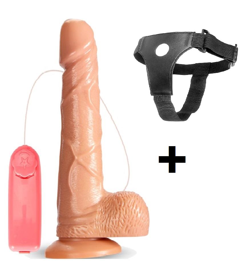 Ten Dokusunda 19 Cm Ayarlanabilir Güçlü Titreşimli Penis Belden Bağlamalı Kemerli Realistik Vibratör
