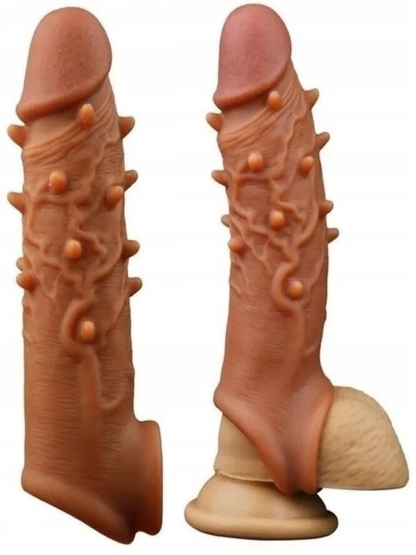 Testis Tutacaklı 3,5 Cm Uzatmalı Gerçekçi Penis Dokusunda Ultra Yumuşak Realistik Penis Kılıfı