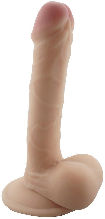 Ultra Gerçekçi Doku Hissiyatı 19.5 Cm Güçlü Vantuzlu Testisli Penis Yumuşak Ten Doku Realistik Dildo